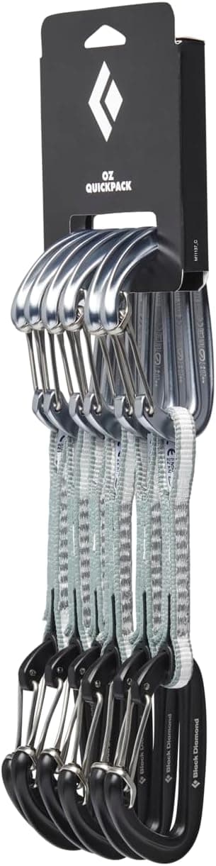 Black Diamond Oz Quickpack 6-Pack Set of Rock Climbing Quickdraws with Wiregate Carabiners
