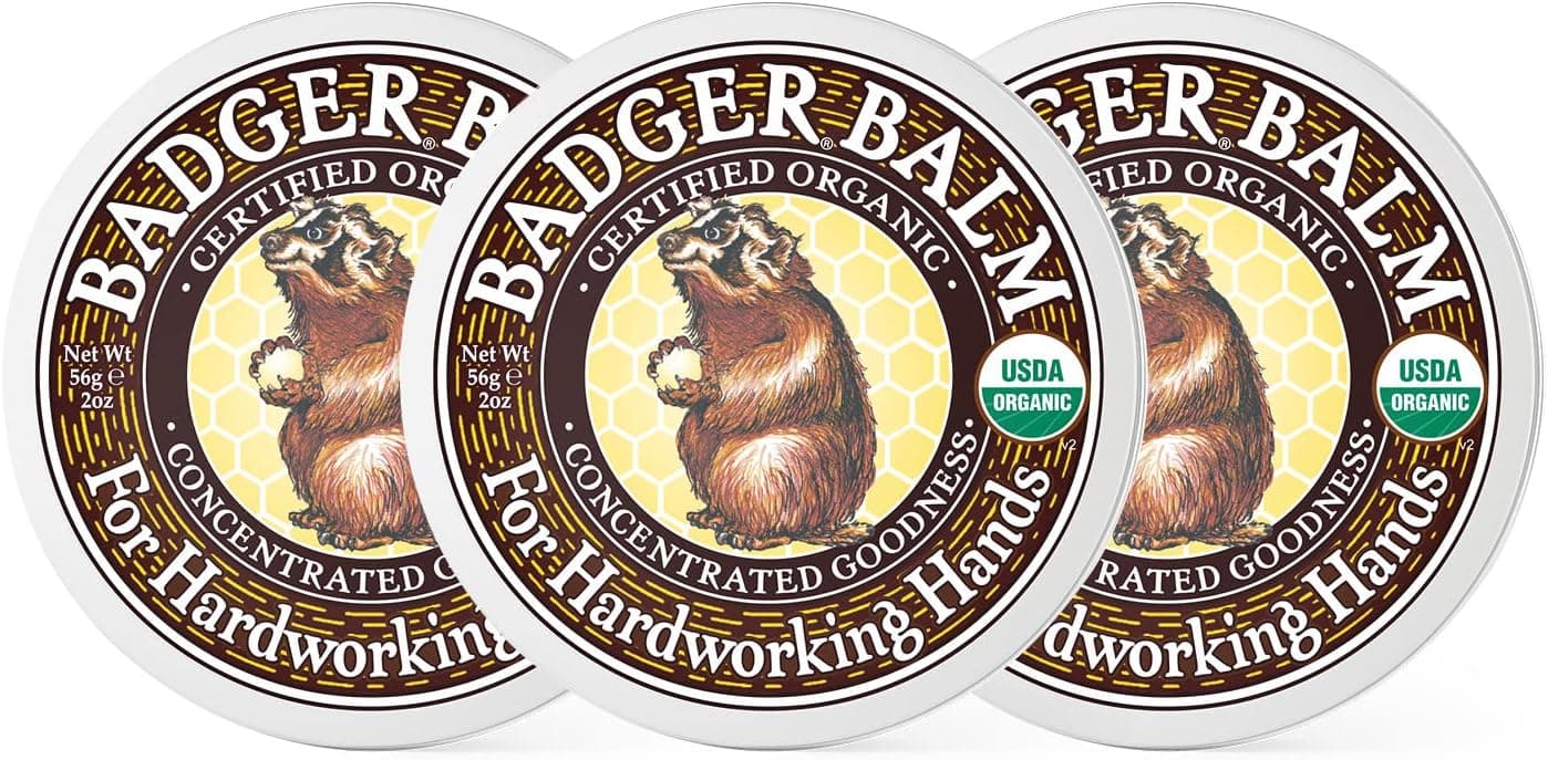 Badger Hardworking Hands Healing Balm, Aloe Vera and Wintergreen, Certified Organic, 2 oz (3 Pack)