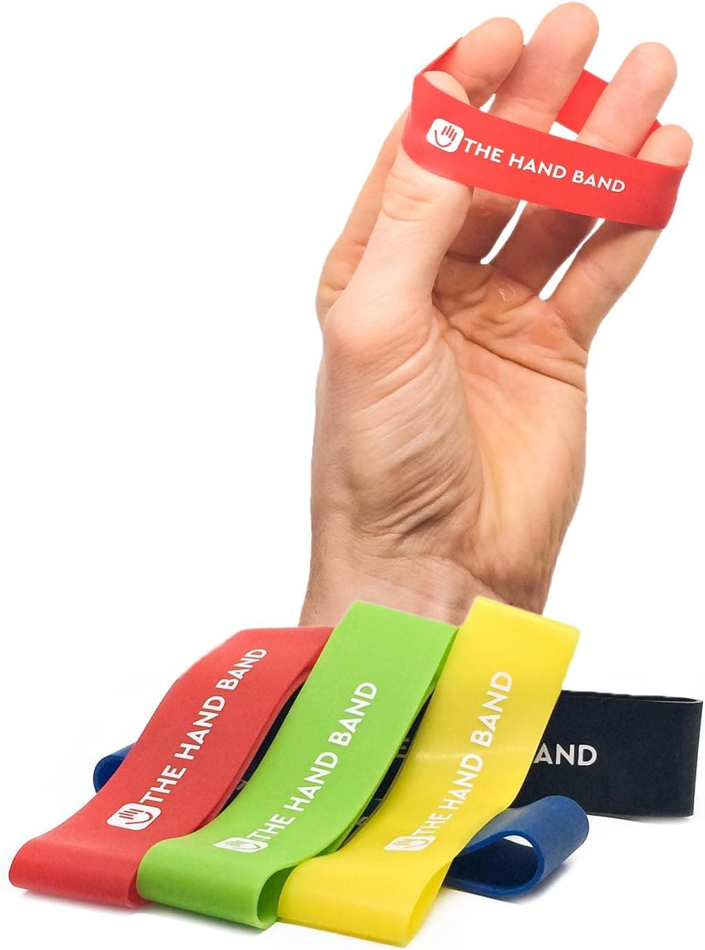 THE HAND BAND - Hand Exerciser and Strengthener Set, 10 Finger Resistance Bands for Extensor Training