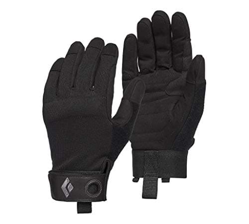 BLACK DIAMOND Men's Crag Gloves | Breathable Stretch Mesh | Synthetic Leather Palm | Durable Protection for Belaying & Via Ferrata | Black | Large
