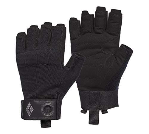 BLACK DIAMOND Men's Crag Half-Finger Gloves, Belaying/Via Ferrata, Black, L