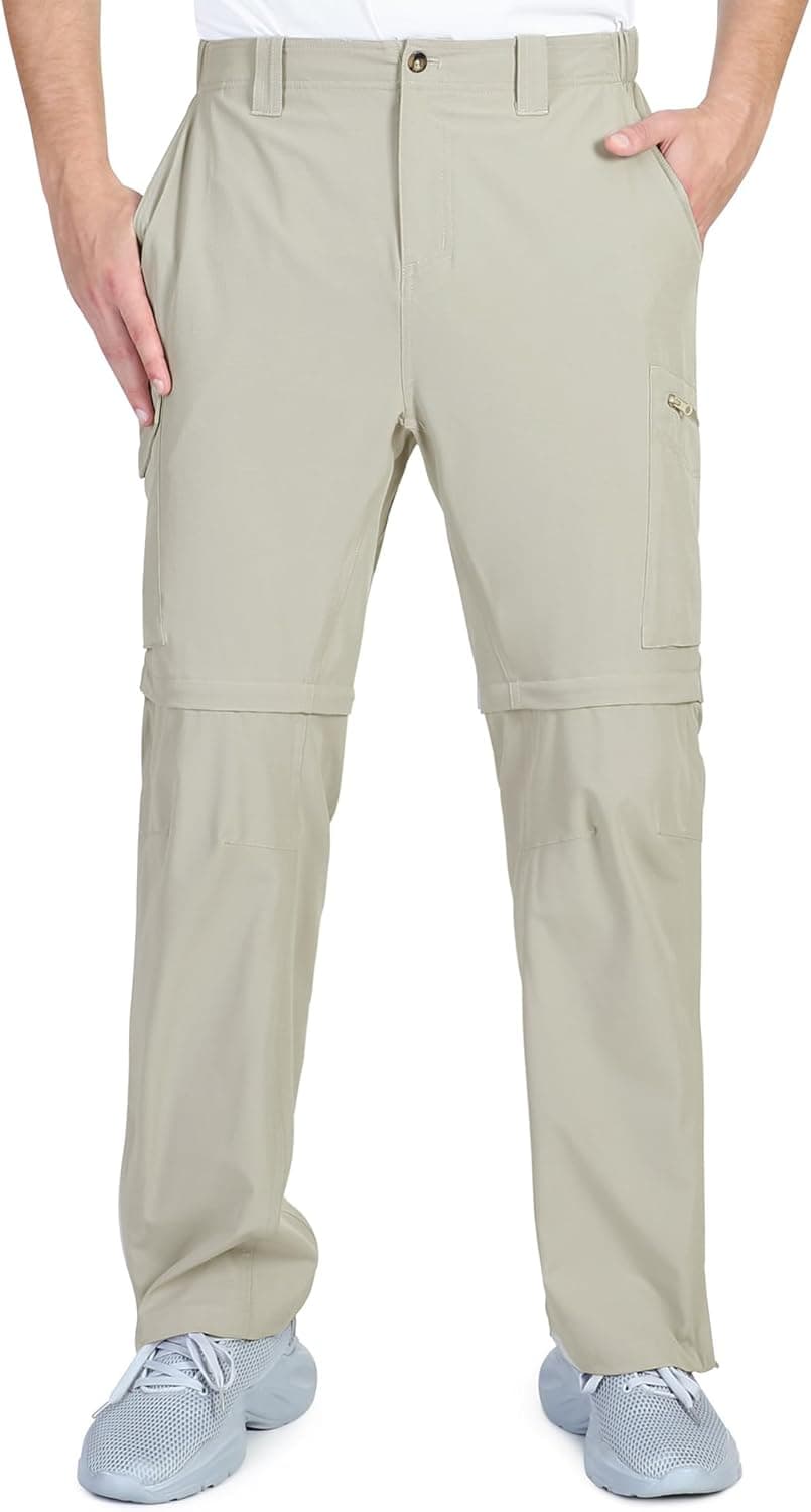 Outdoor Ventures Mens Convertible Zip-Off Stretch Cargo Hiking Pants