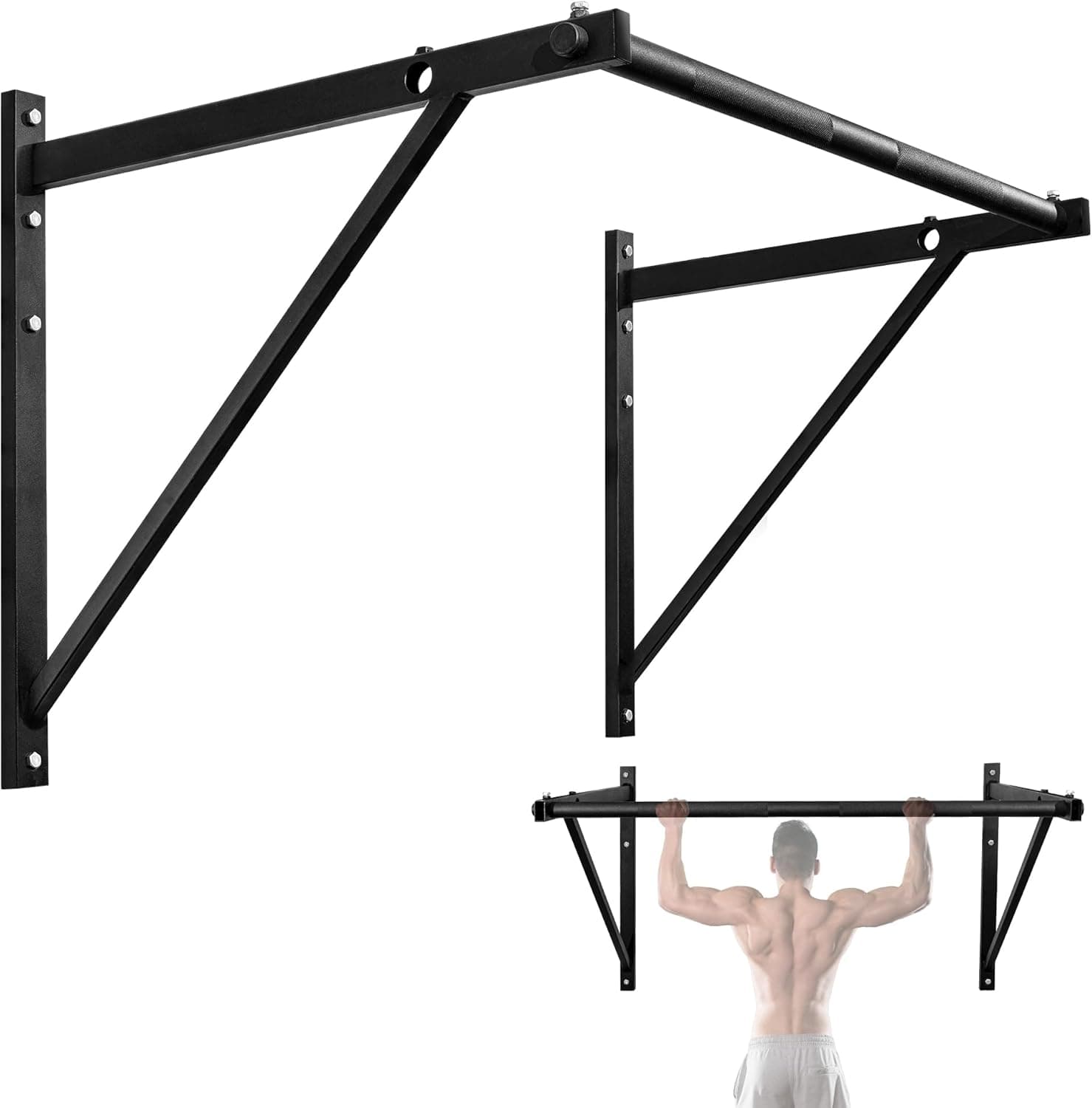 Yes4All Heavy Duty Wall Mounted Pull Up Bar - Multi-Grip, Ceiling / Joist Mount for Home Gym