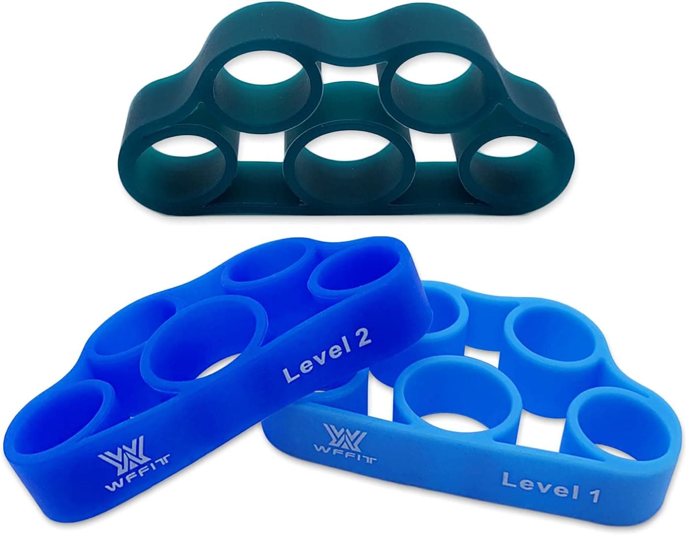 WFFITT Finger Exercise Grip Strengthener - Finger Stretcher Extensor Exercise Bands for Rock Climbing, 3PCS (Blue)