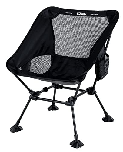 iClimb Ultralight Compact Folding Anti-Sinking Chair, Black