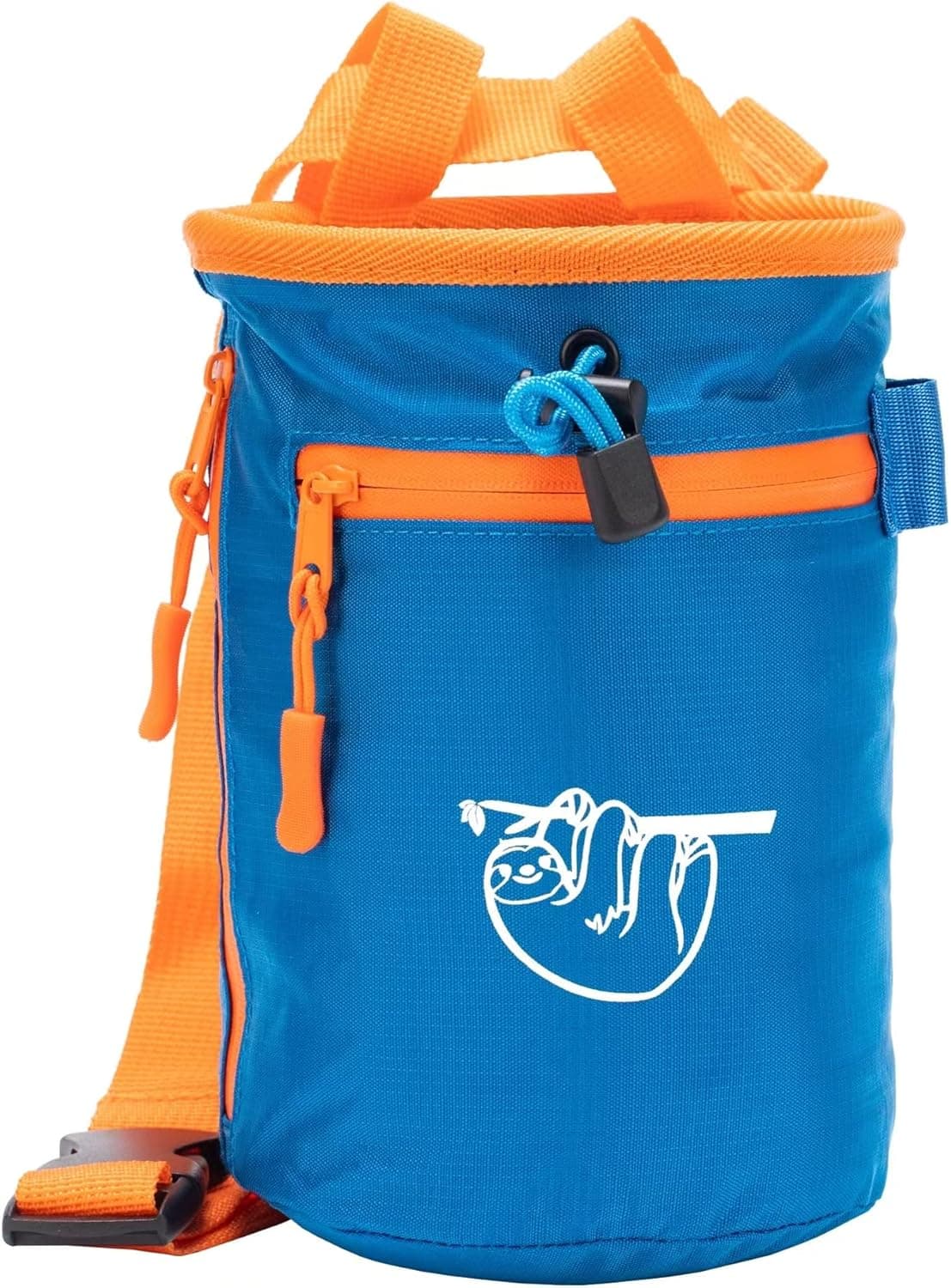 Climbing Chalk Bag with 2 Large Zipper Storage Pockets, Azure Blue