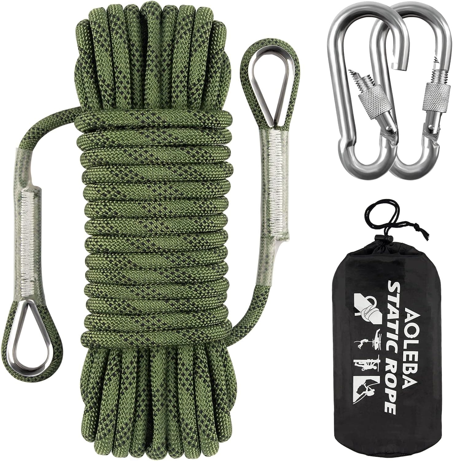 AOLEBA 10.5 mm Static Climbing Rope, Outdoor Rock Climbing Rope