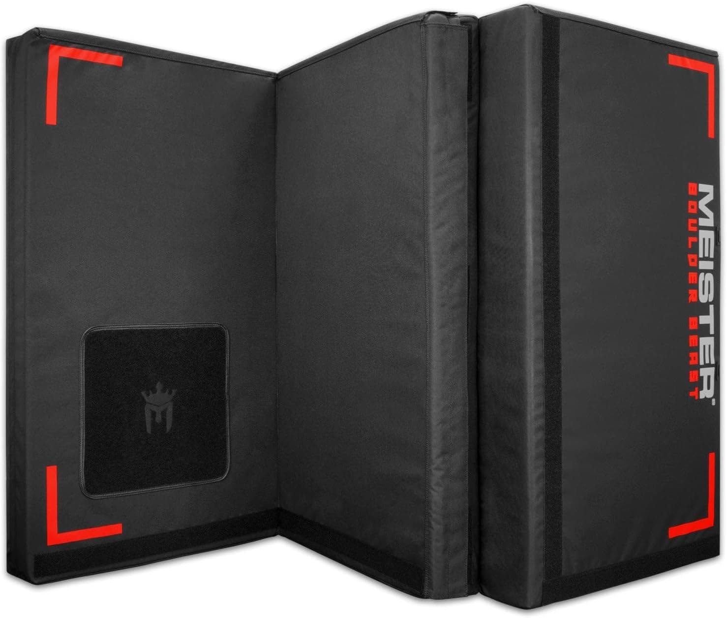 Meister Boulder Beast XL Tri-Fold Rock Climbing Crash Pad with Backpack Straps - 72 x 44 x 5 - Black