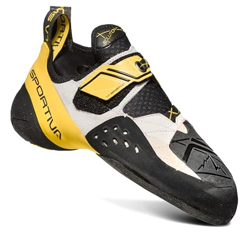 La Sportiva Mens Solution Rock Climbing Shoe, White/Yellow, 8.5