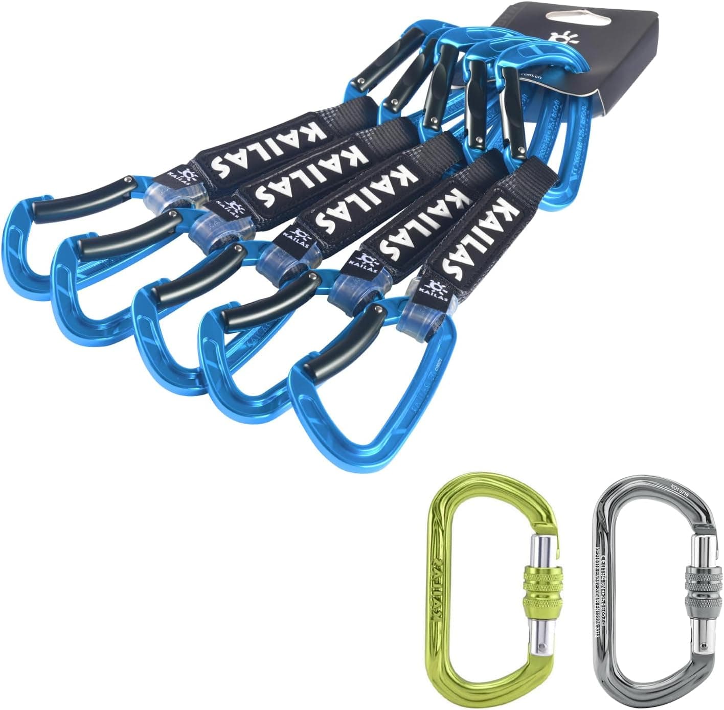 KAILAS Quickdraw Climbing Carabiners 22KN Heavy Duty Aluminum Locking Carabiners 5-Pack