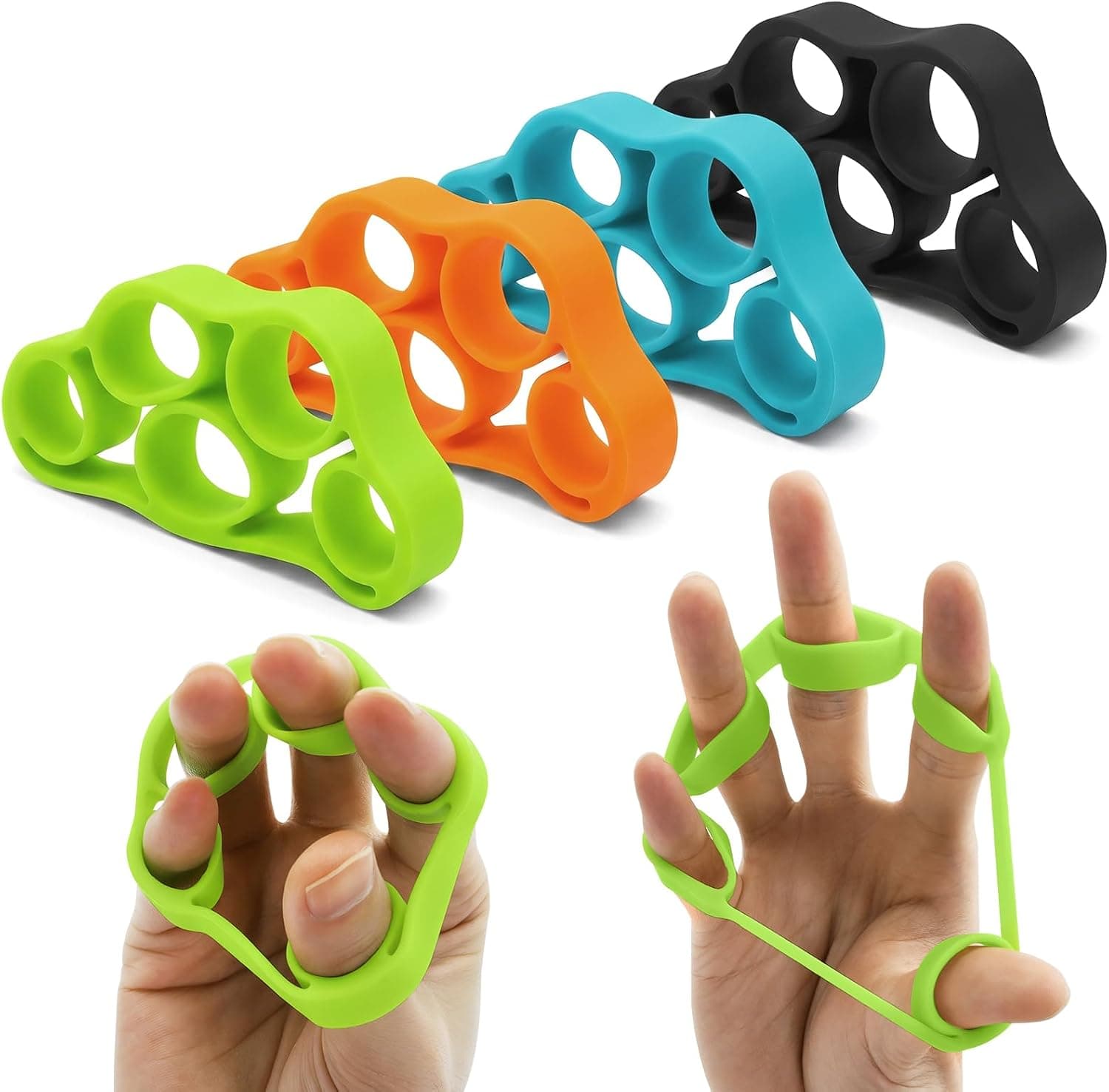 Finger Stretcher 4 Pack Finger Extensor Bands - Hand Resistance Bands for Grip Strength, Rehab and Climbing Training