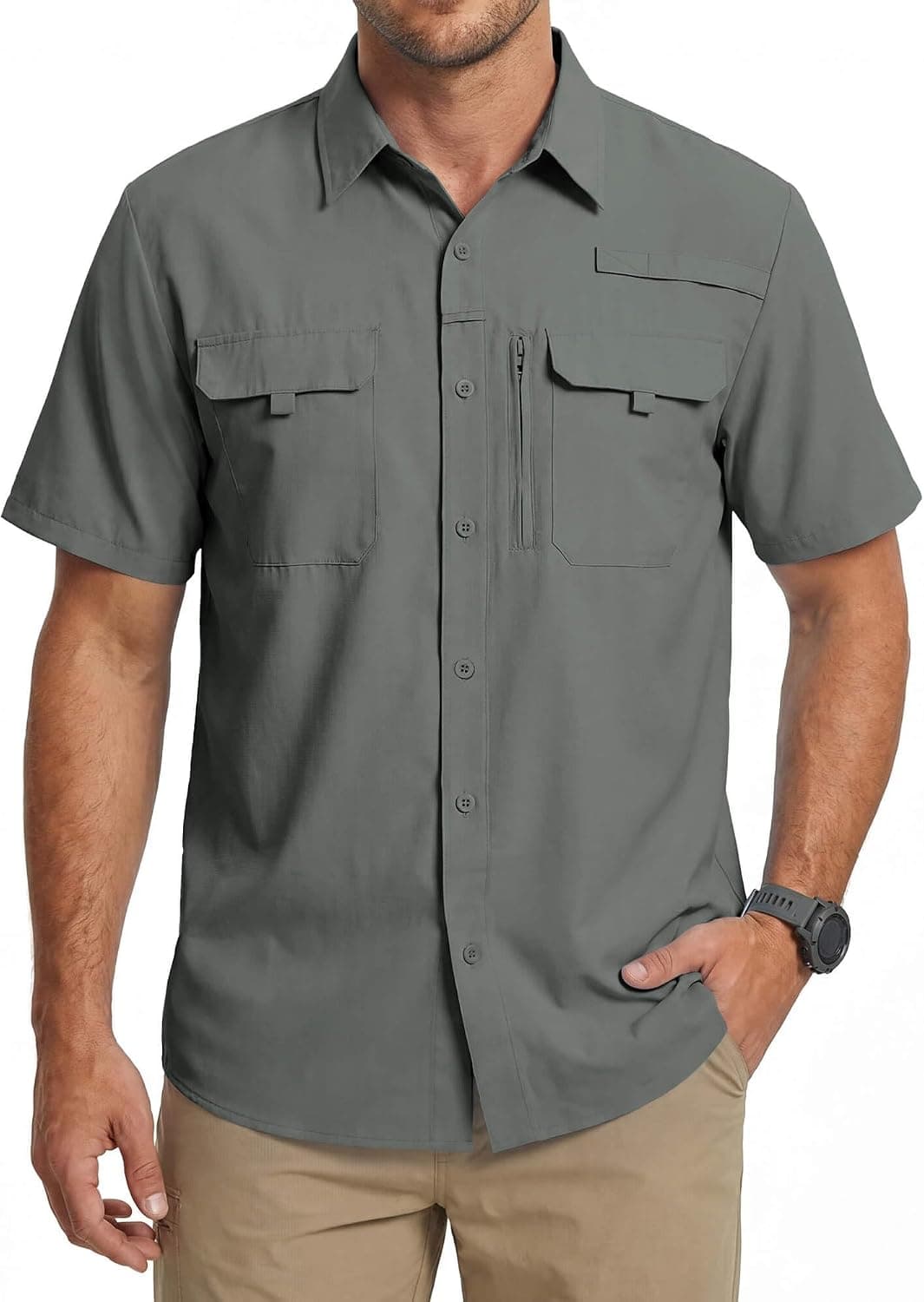 WULFUL Men's Sun Protection UPF 50+ Lightweight Quick Dry Short Sleeve Shirt