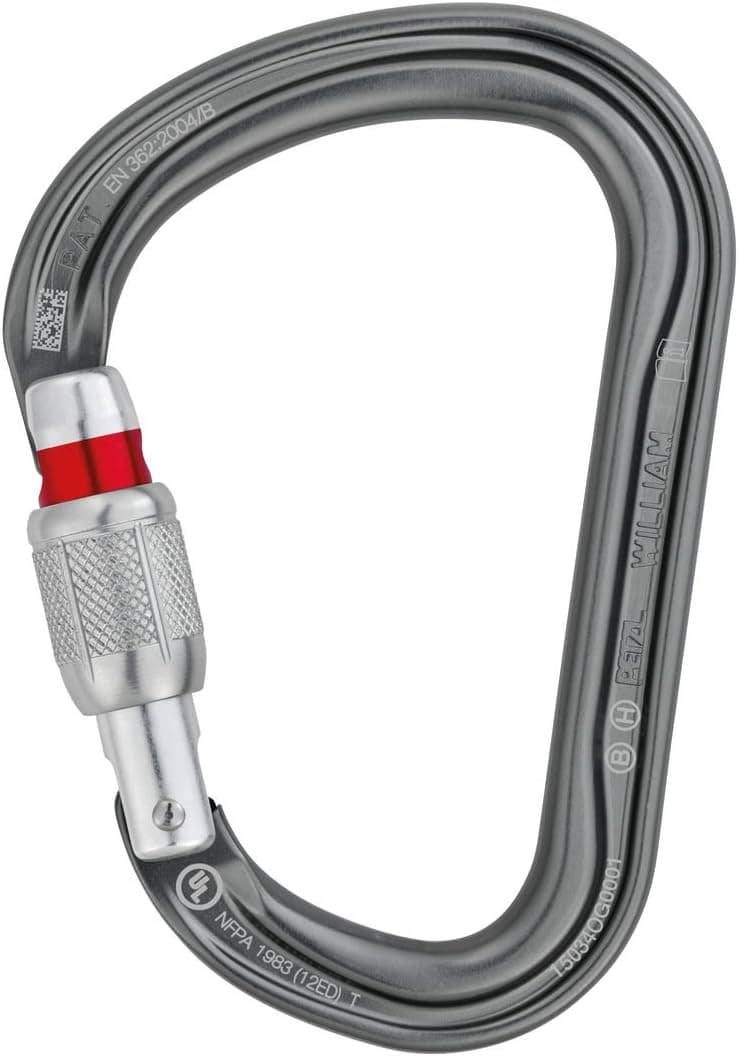 Petzl William Carabiner - Large, Pear-Shaped Locking Carabiner for Belay Stations - Screw-Lock