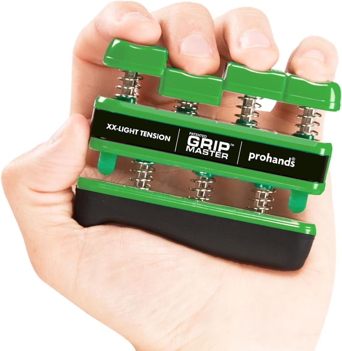 Prohands Gripmaster Hand Exerciser, Finger Exerciser, Spring-Loaded (1.5 lb XX-Light Tension, Green)