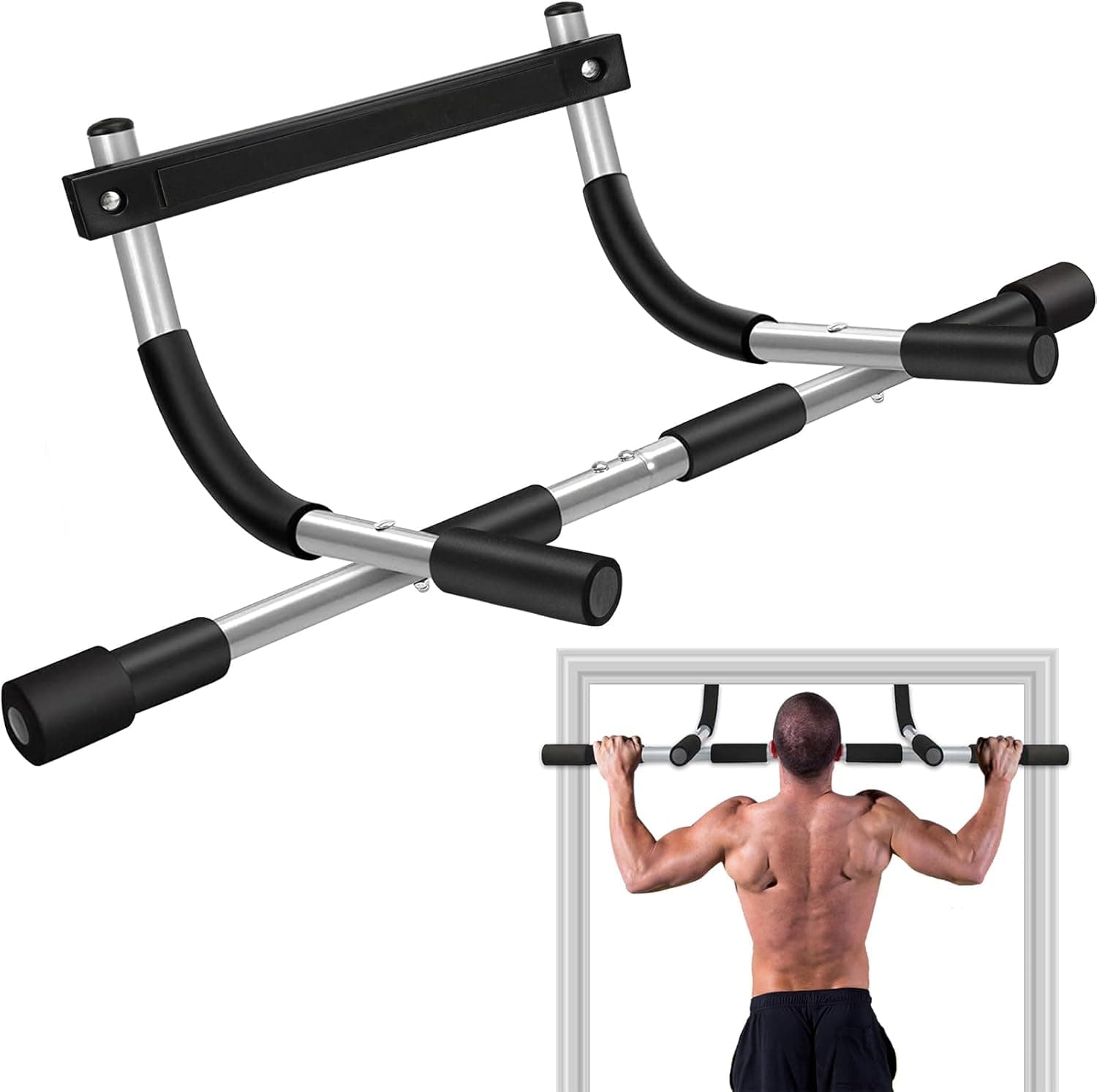 Pull Up Bar for Doorway - Multi-Grip Chin Up Bar Heavy Duty with All Accessories