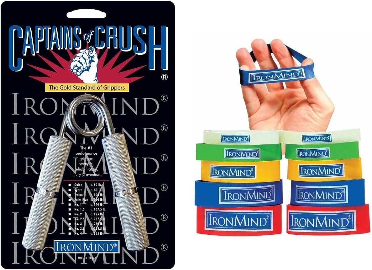 IronMind Two-Way Captains of Crush Grip Strengthener Set: CoC No. 1 Gripper and Expand-Your-Hand Bands
