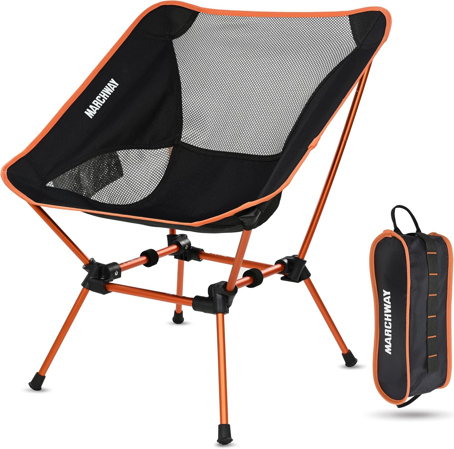 MARCHWAY Ultralight Folding Camping Chair, Heavy Duty Portable Compact