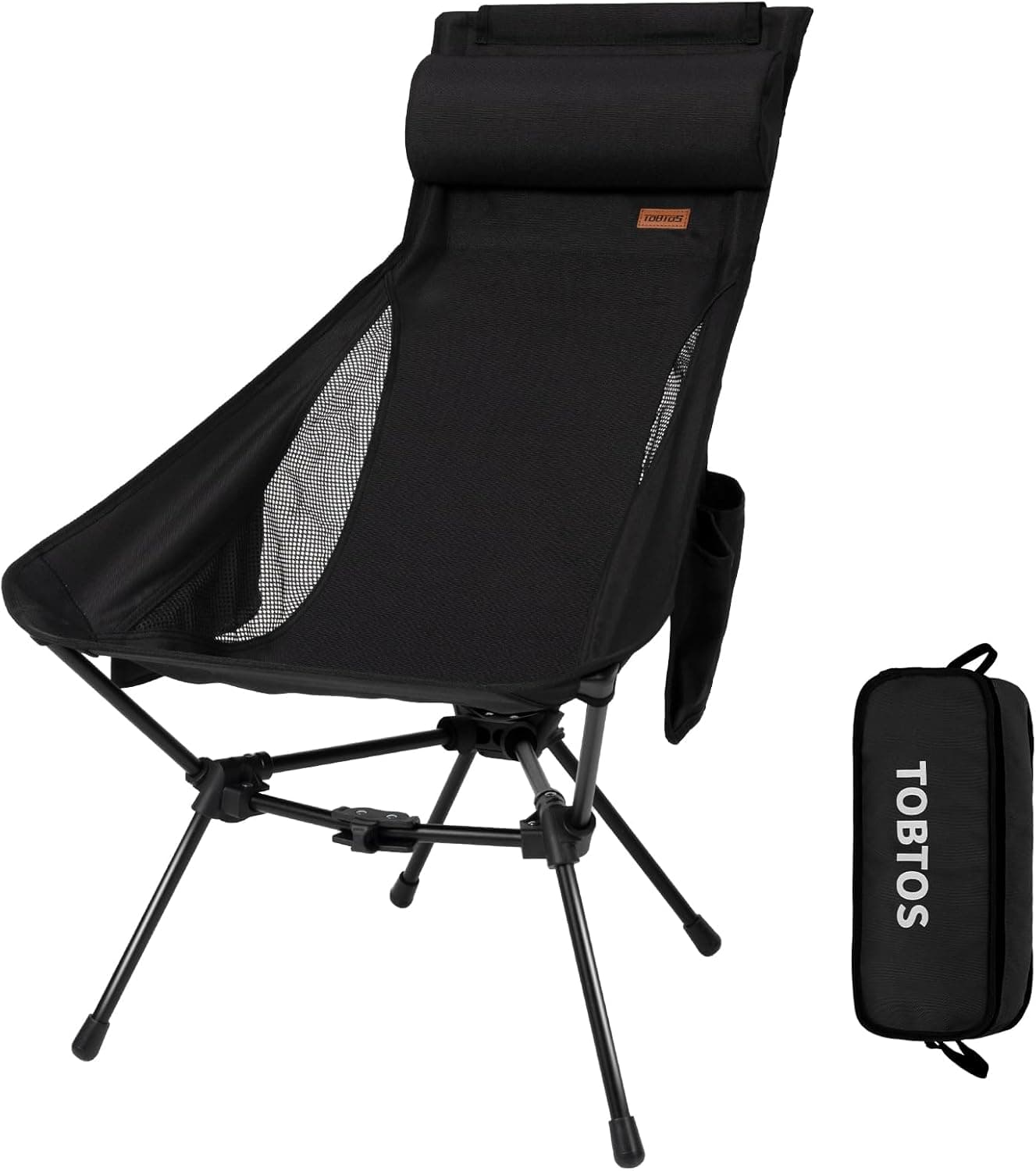 TOBTOS High Back Camping Chair with Headrest, Lightweight Folding Chair