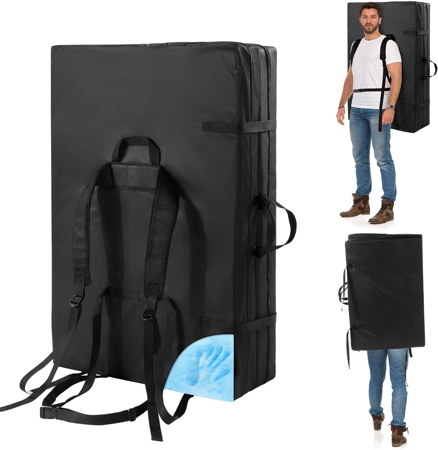 BALAPET Tri-Fold Bouldering Crash Pad with Adjustable Shoulder Strap, 4 Inch Thick High-Density Foam