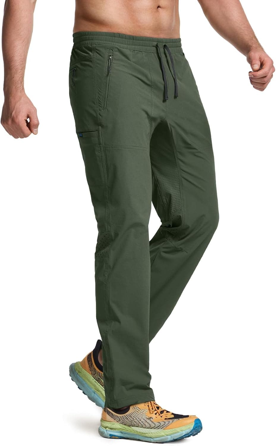 CQR Men's Lightweight Vent Hiking Pants with Elastic Waist